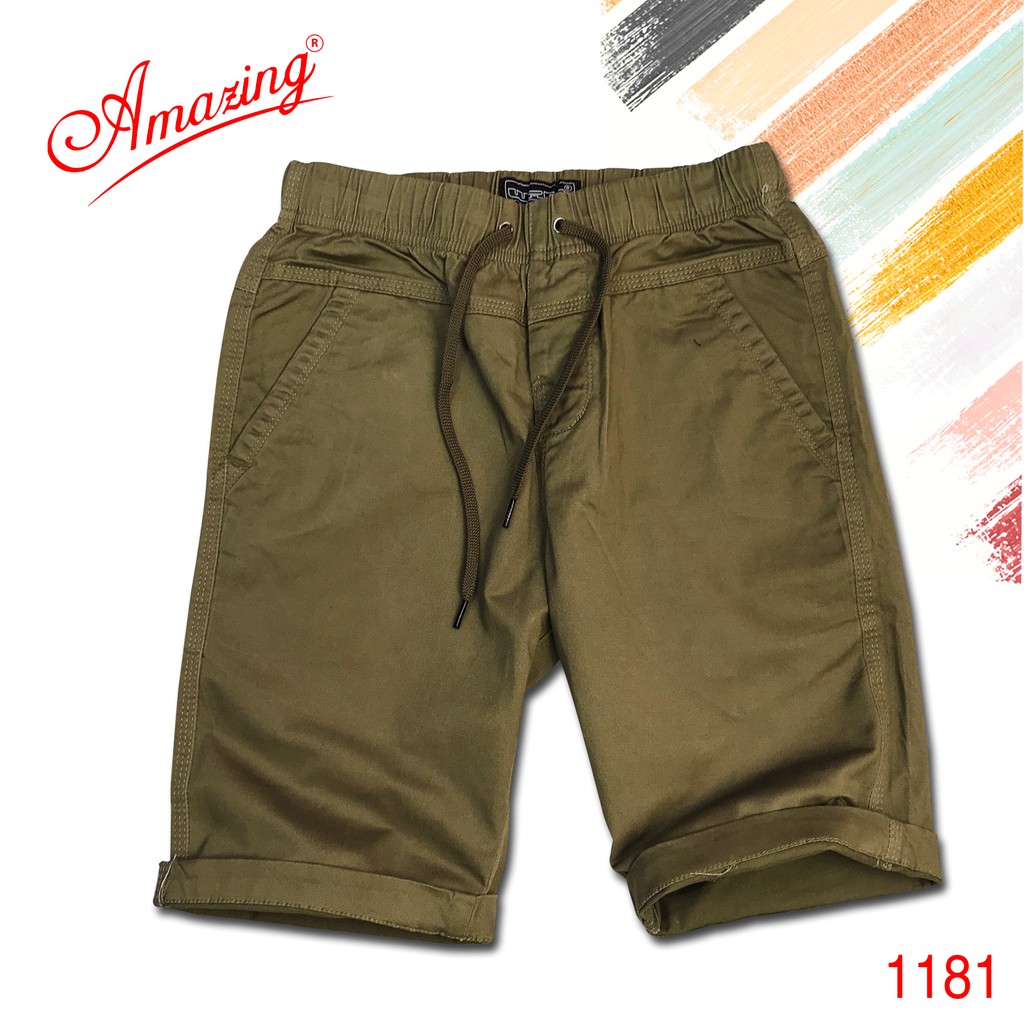 Quần short nam lửng, kaki Amazing cao cấp, màu sắc trẻ trung, bigsize, dây rút, lưng thun