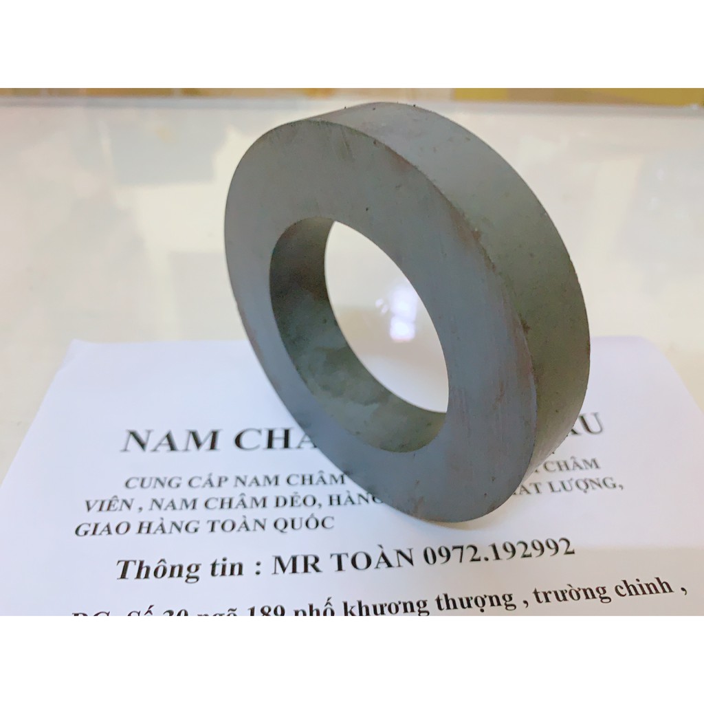 Nam châm ferrite (Màu ĐEN) KT 100x20 lỗ làm loa đài