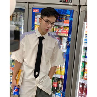 Sơ Mi Ngắn Tay Phối Kẻ Xanh