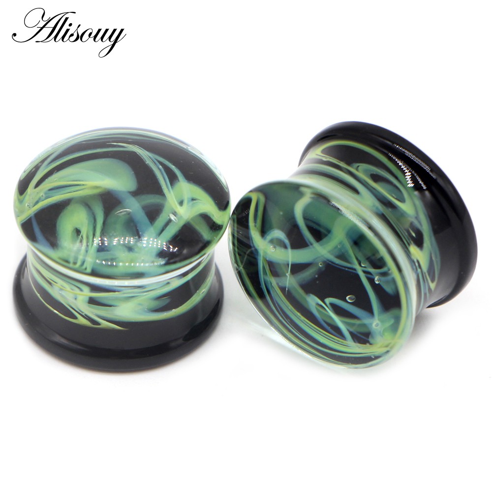 Alisouy Set 2 Khuyên Nong Tai Bằng Thủy Tinh Nhiều Màu Kích Thước 6-16mm Thời Trang Cho Nam Và Nữ