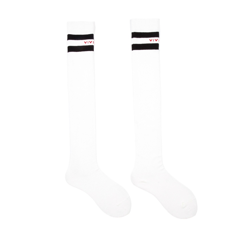 Vớ Dài Qua Gối Màu Trơn Họa Tiết Sọc Vui Nhộn Dễ Thương Phong Cách Lolita