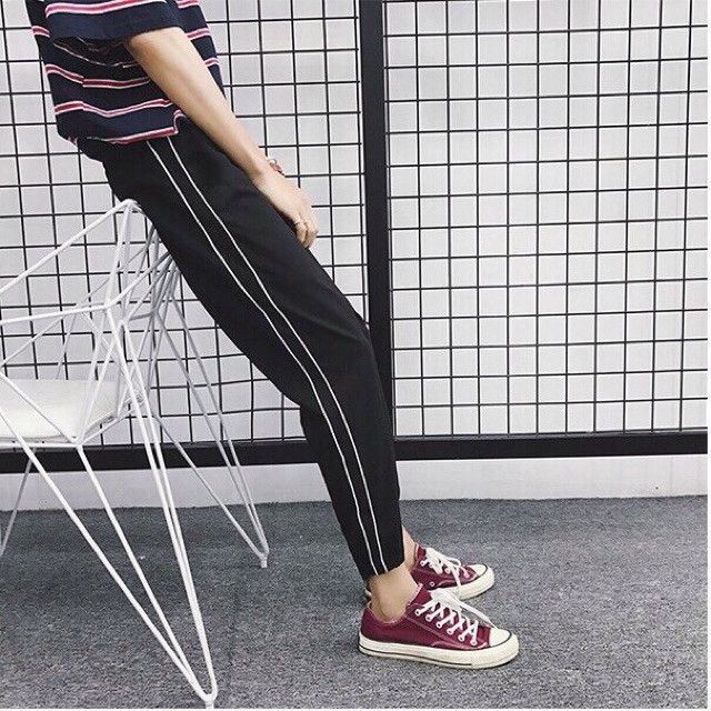 Quần 2 sọc line suông nam nữ bigsize