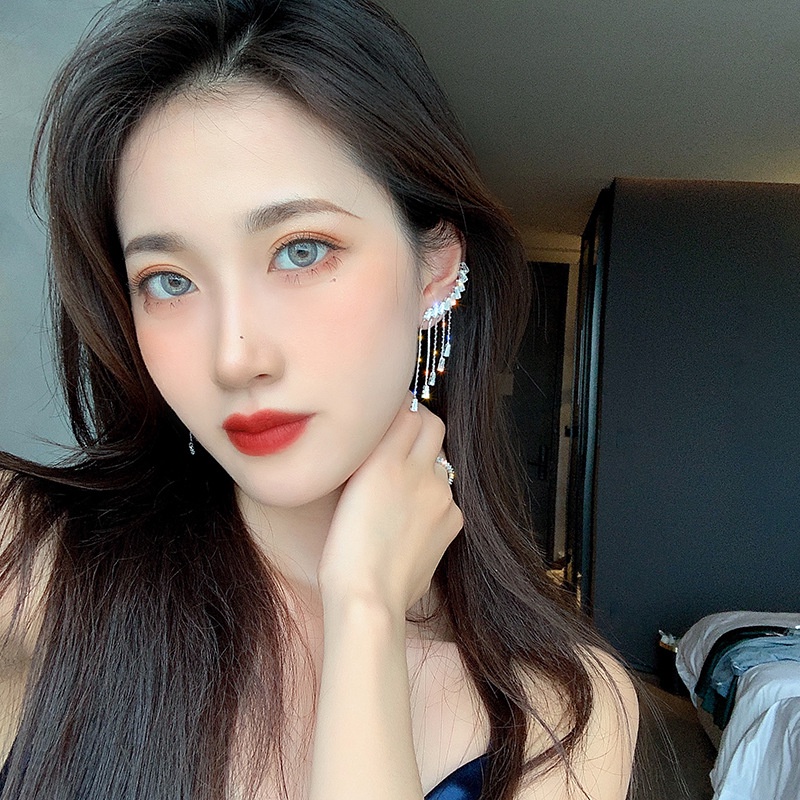 Đôi Bông Tai Dáng Dài Hình Đôi Cánh Đính Đá Xinh Xắn Cho Nữ