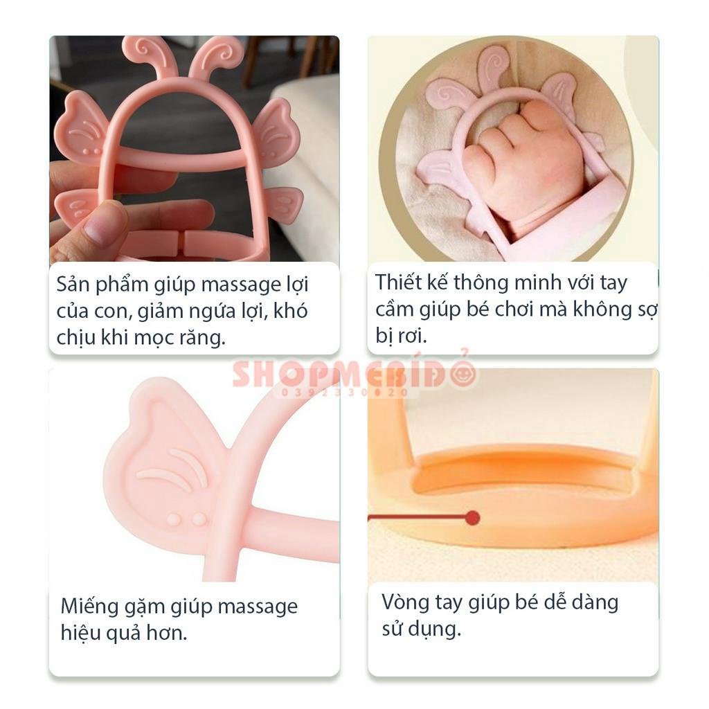 Gặm nướu cầm tay silicon Molli gặm mọc răng giảm ngứa nướu an toàn cho bé kèm hộp nhựa tiện lợi đi chơi đi du lịch PK86