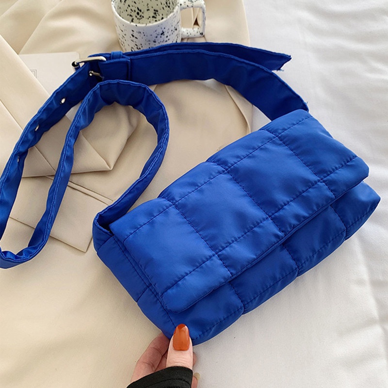 Seng Túi Xách Đeo Vai Bằng Nylon Cotton Sức Chứa Lớn Màu Trơn Có Đệm Bông Kẻ Sọc Caro Hợp Thời Trang Cho Nữ