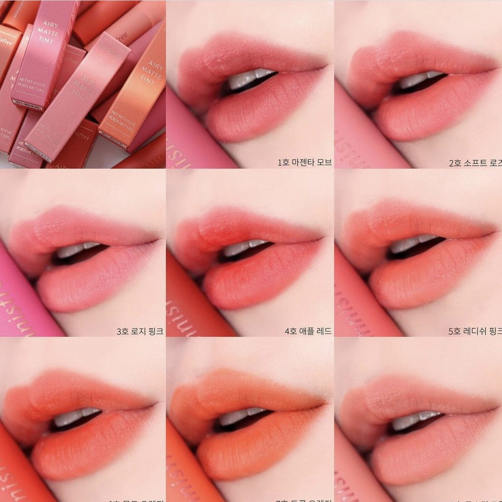 Son Kem lì siêu nhẹ siêu mịn môi Innisfree Airy Matte Tint 3.8g