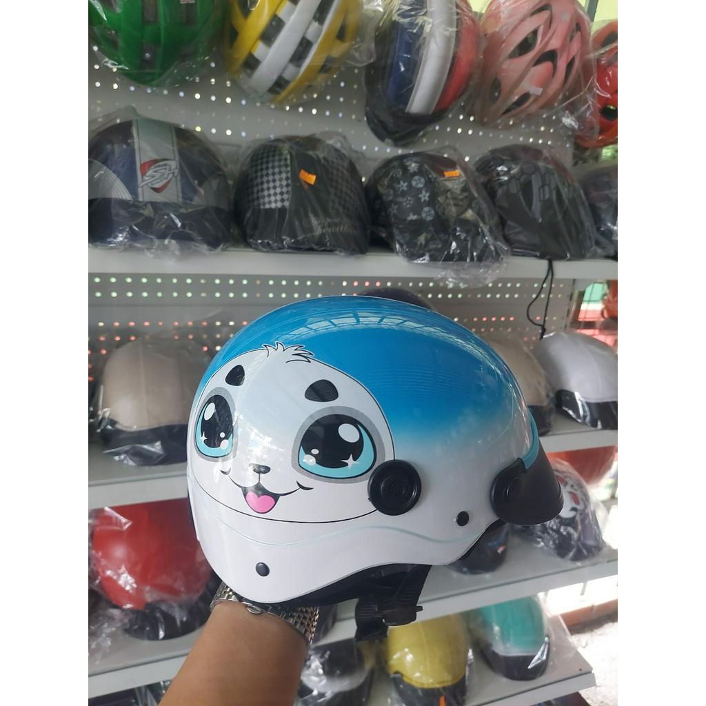 Nón Bảo Hiểm sơn in hình thú 3d cute, mũ 2 line sang trọng