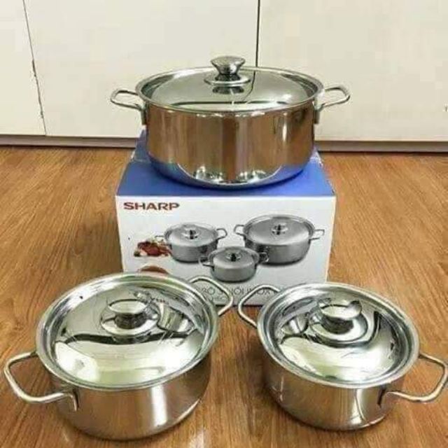 Bộ 3 Nồi Inox (HKM Sharp)