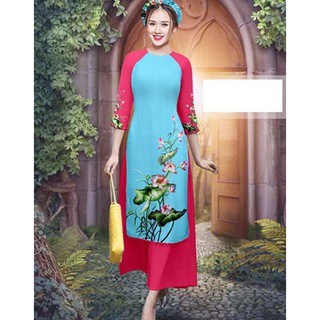 Set Áo Dài Cách Tân Hoa 3D & Quần Collotes (Kèm Mấn)