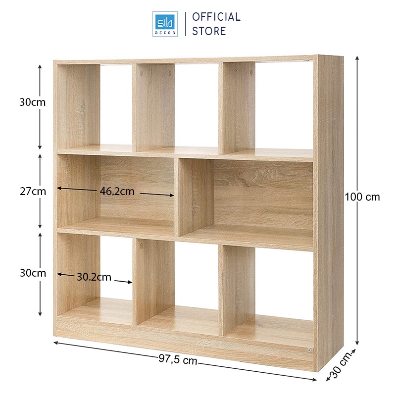 Tủ Sách Hiện Đại SIB Decor Kích Thước 100 x 97.5 x 30cm - KSG57