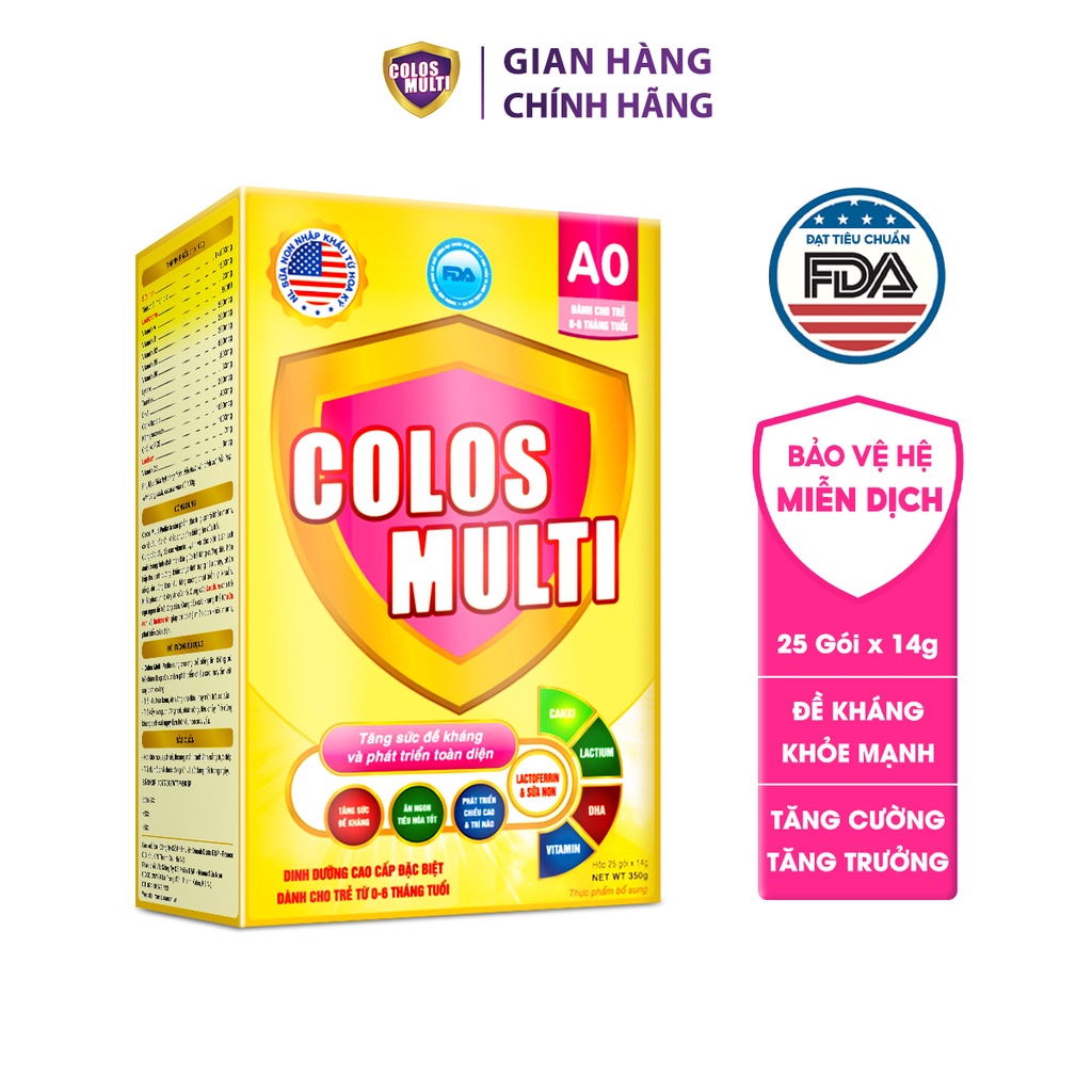 [Mã MKBCOL5 giảm 10% đơn 600K] Sữa bột Colosmulti A0 hộp 25 gói x 14g hỗ trợ tăng cường sức đề kháng cho trẻ