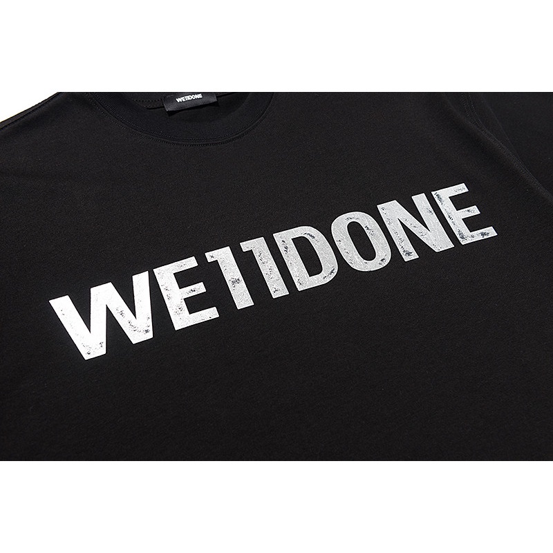 Áo Thun Cotton Ngắn Tay Dáng Rộng In Chữ WE11DONE Màu Bạc Thời Trang Cho Nam Và Nữ