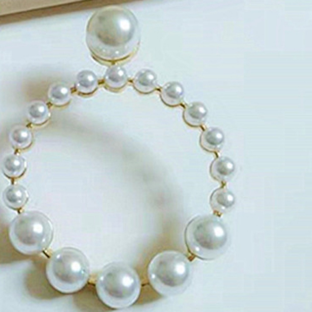 Bông Tai Hình Học Đính Ngọc Trai Giả Phong Cách Pháp Cổ Điển Thời Trang Cho Nữ