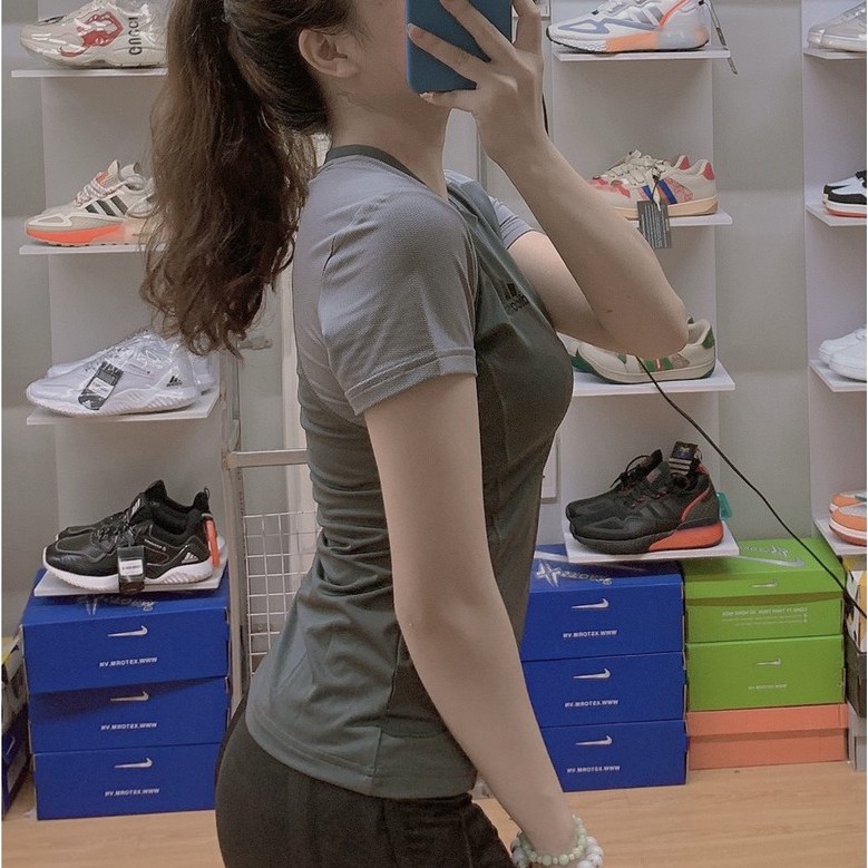 Áo thun nữ tập gym yoga phối lưới vai đẹp, chất thun lạnh co giãn và thấm hút tốt AC045