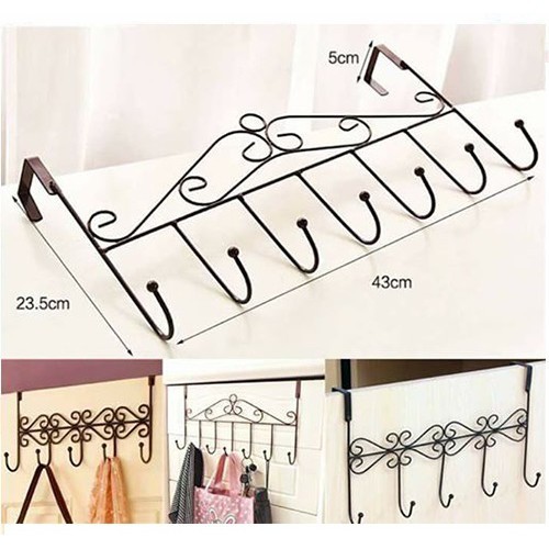MÓC TREO QUẦN ÁO SAU CỬA 7 MÓC BẰNG THÉP KHÔNG GỈ CAO CẤP - KHUNG TREO ĐỒ NHÀ TẮM NHÀ BẾP MÓC SAU CỬA TIỆN LỢI