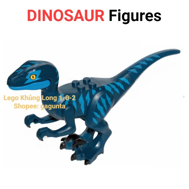 Lego Khủng Long Raptor Xanh Dương Size Nhỏ Hãng Lele dài 12cm x cao 8cm