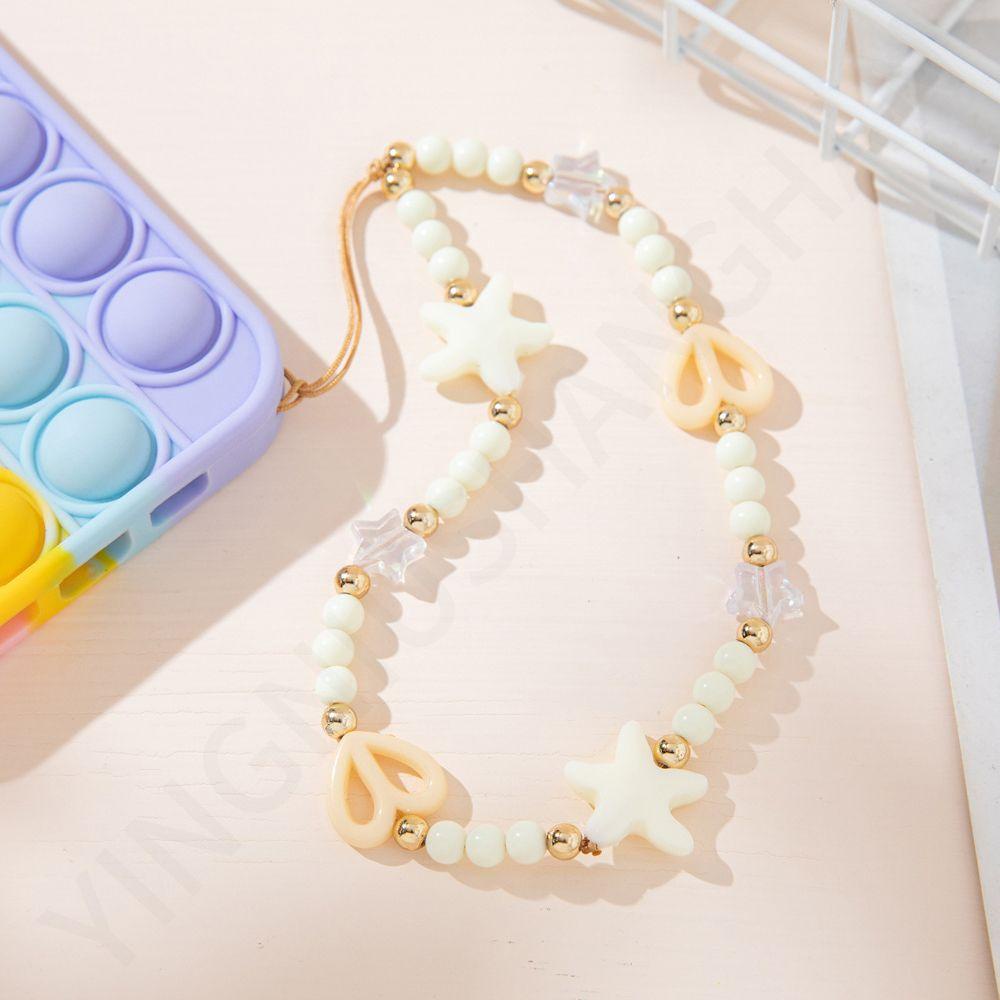 Dây Đeo Điện Thoại Xỏ Hạt Hình Trái Tim Nhiều Màu Chống Thất Lạc Cho Nữ