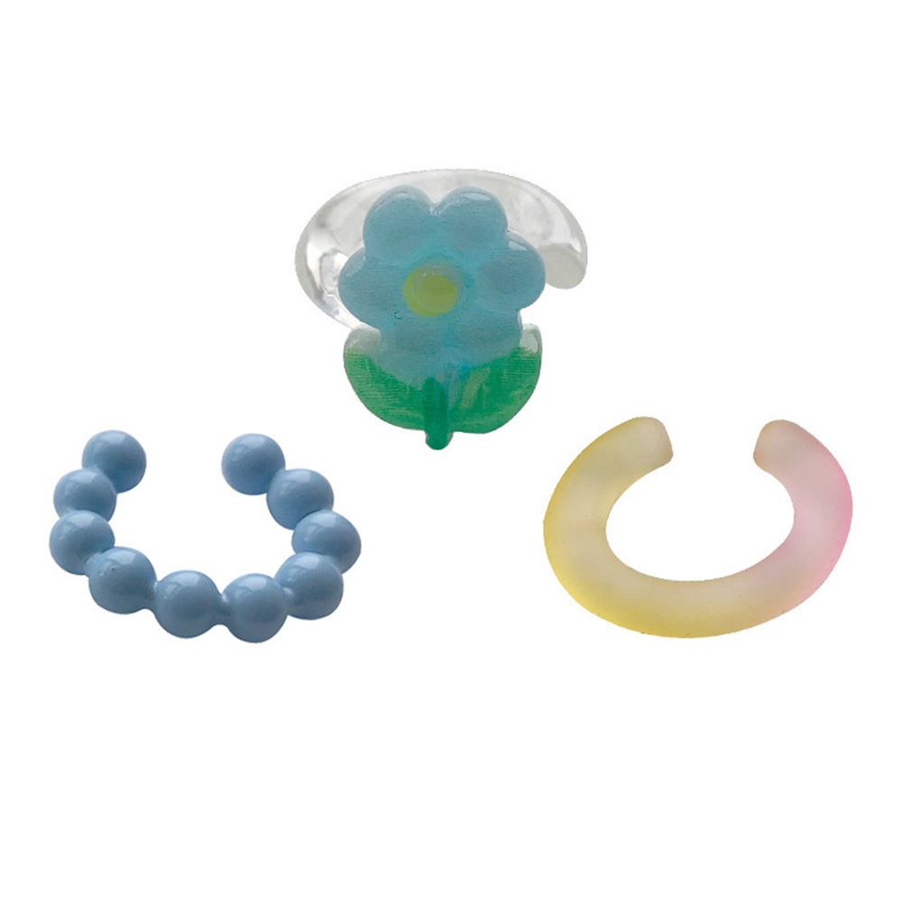 Set 3 Khuyên Tai Đính Hạt Nhựa Acrylic Dễ Thương Phong Cách Hàn Quốc