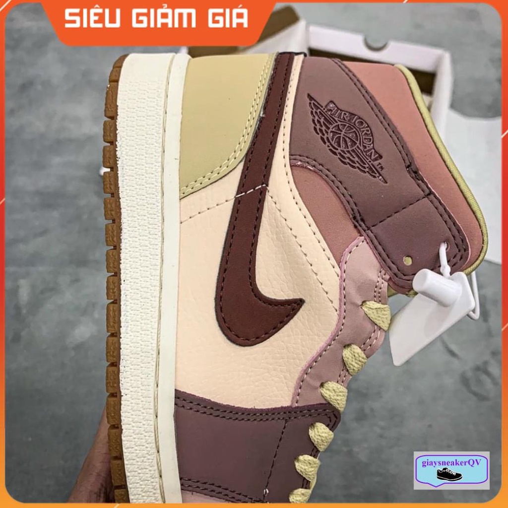 Giày thể thao Air Jordan 1 Mid 'Milk Tea Brown' siêu đẹp, năng động, cá tính dành cho nữ