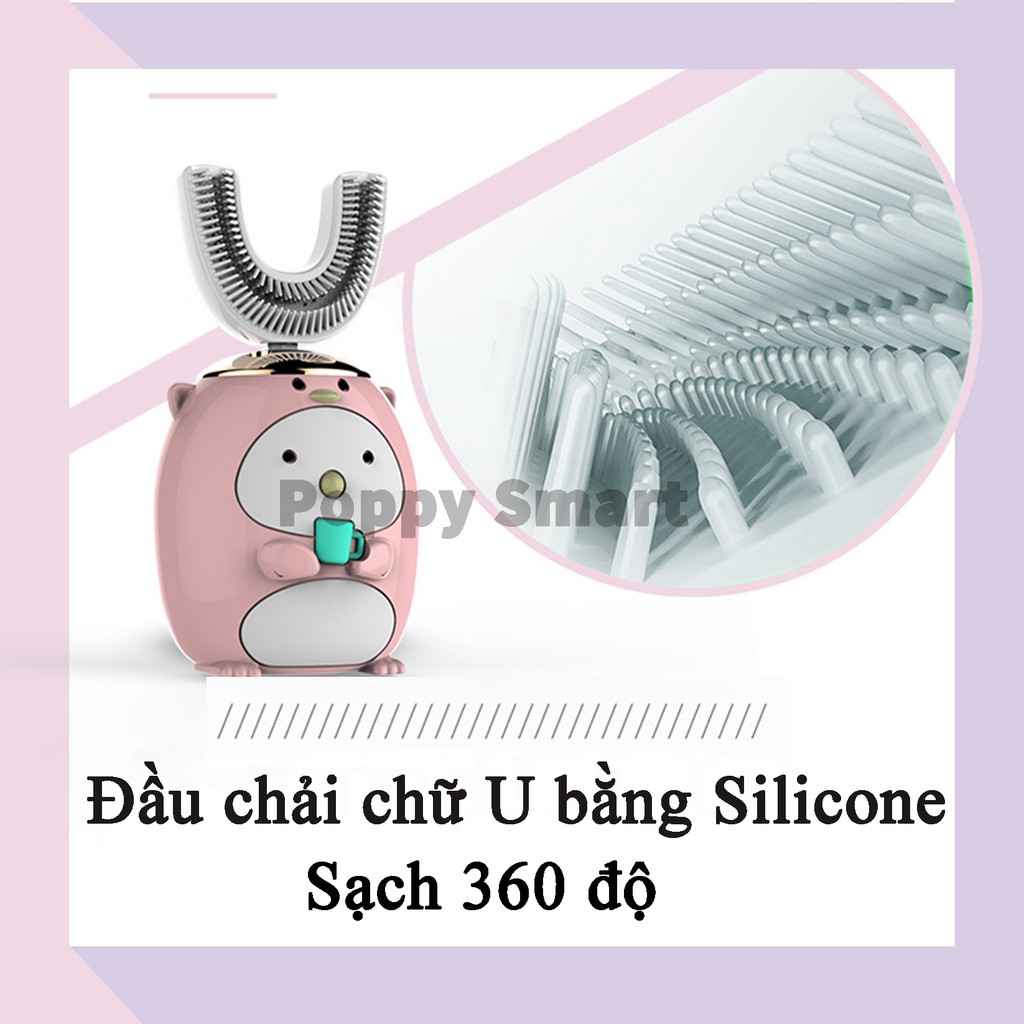 Bàn Chải Đánh Răng Điện Chữ U PENGUIN Cho Bé Từ 2-14 Tuổi Tặng Kèm 1 Kem Đánh Răng, Bảo Hành 6 Tháng