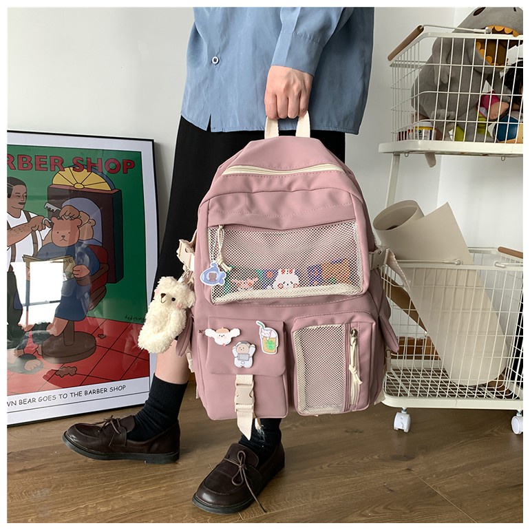 Balo nữ cá tính đẹp đi học thời trang cao cấp dễ thương tặng kèm gấu và sticker MOHANA TH233