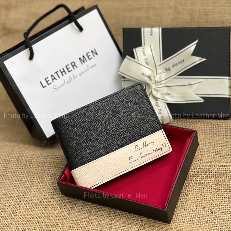 Combo hộp đựng ví + túi giấy xách tay thương hiệu Leather Men