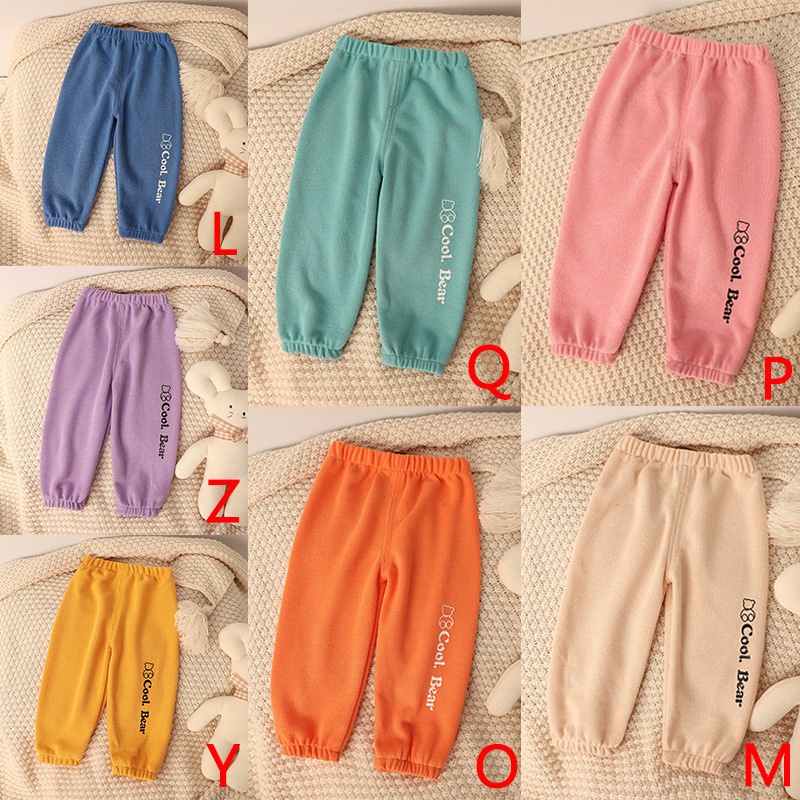 Quần chạy bộ màu kẹo in hình gấu hoạt hình cho em bé 0-5 tuổi
