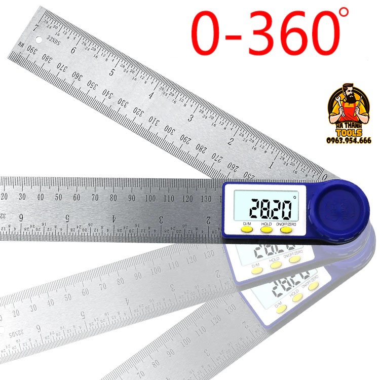 Thước Đo Góc Điện Tử 200-300mm Thép Không Gỉ - Đo 360 Độ