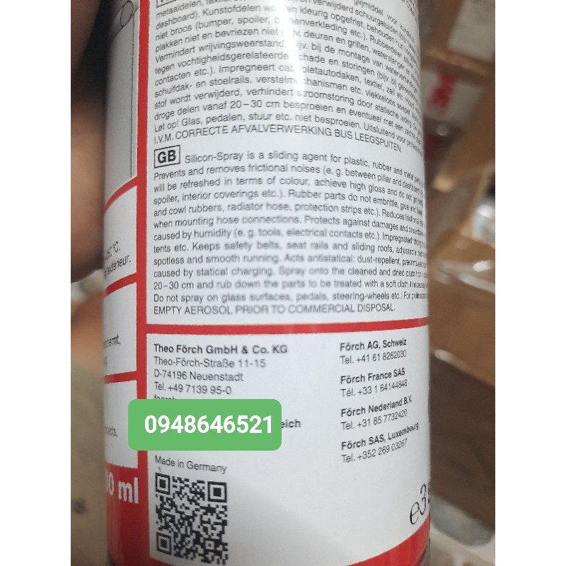 Dưỡng ron cao su silikone Forch Đức 100% 500ml