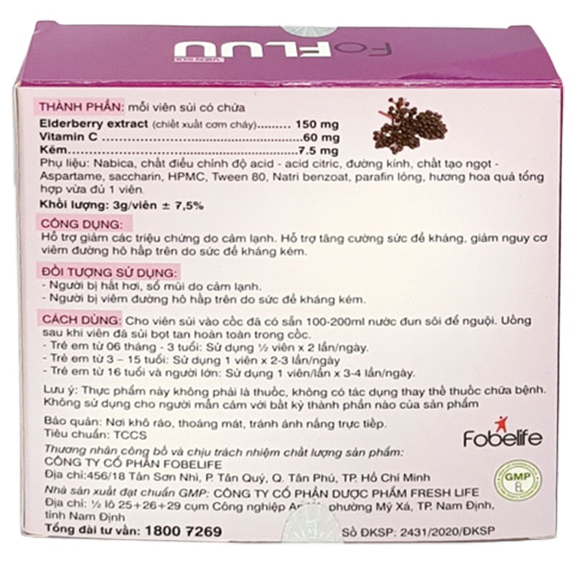 Sủi vị trái cây Giảm Nhanh Cảm Lạnh, Tăng Cường Sức Đề Kháng FoFluu 20 viên - Cvspharmacy
