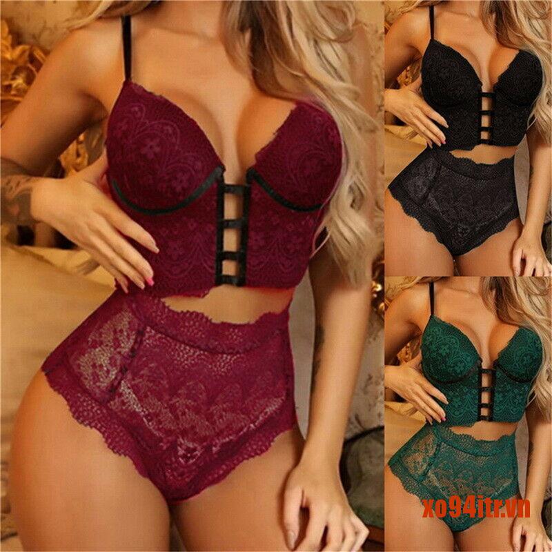 XOITR  Women Lace Lingerie Sexy Bra High Waist Knickers Pantie Underwear Nightwear