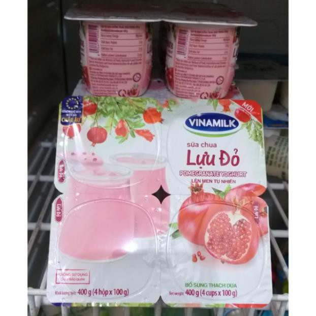 Sữa chua Lựu Đỏ/ Trái cây Vinamilk (vỉ 4hx100g)