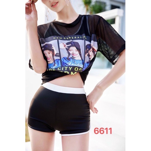 Bộ đồ bơi dáng thể thao áo lưới trẻ trung năng động