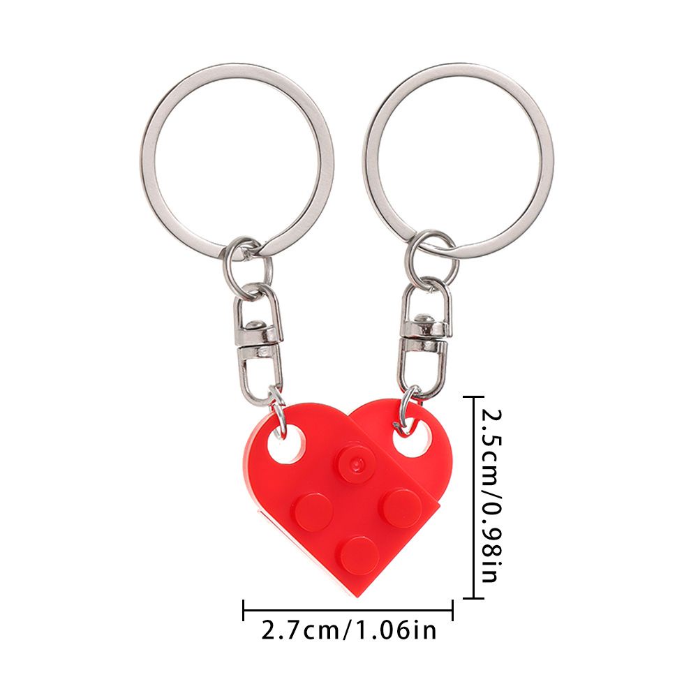 Set 2 móc khóa ghép hình trái tim MIHAN1 dễ thương nhiều màu