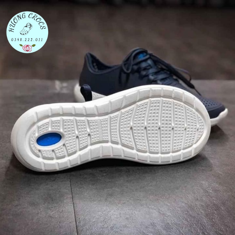 Giày nhựa nam buộc dây Literide pacer Croc màu navy không thấm nước, chống trơn trượt cho nam nữ