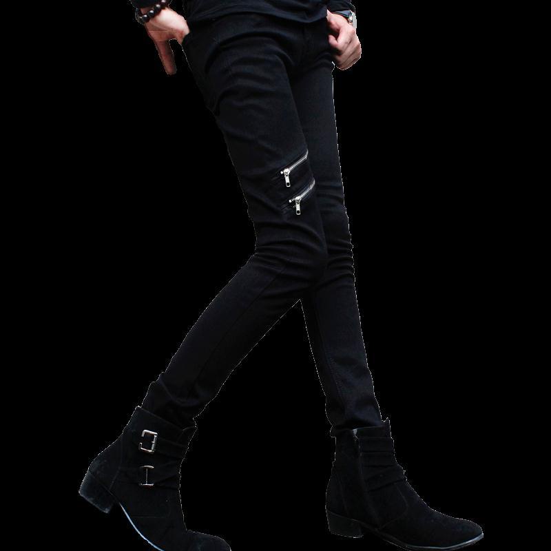 Quần Jeans Đen Ôm Chân Khóa Kéo Co Giãn Thời Trang Mùa Thu Năm 2018 Cho Nam