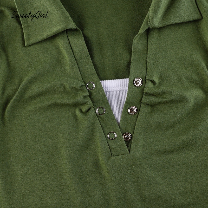 Áo Thun Polo Tay Dài Cổ Chữ V Màu Tương Phản Thời Trang 2022 Dành Cho Nữ