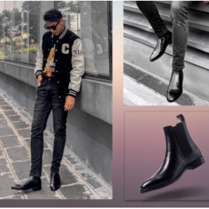 Giày da nam công sở Chelsea boots tăng chiều cao, giày tây nam da bò cao cấp dáng thể thao đi làm đi học form đẹp M1