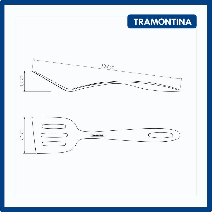 Xẻng nấu ăn Tramontina 25115 có khe chất liệu nhựa PA cao cấp ba màu 30.2 cm nhập khẩu chính hãng Brazil