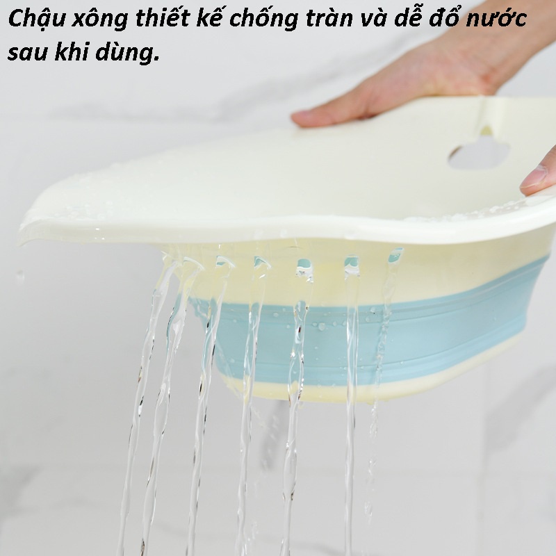Chậu xông hơi vùng kín PUKASILK gấp gọn kèm vòi xịt,Chậu xông phụ khoa sản phụ,xông hậu môn,xông thảo dược.