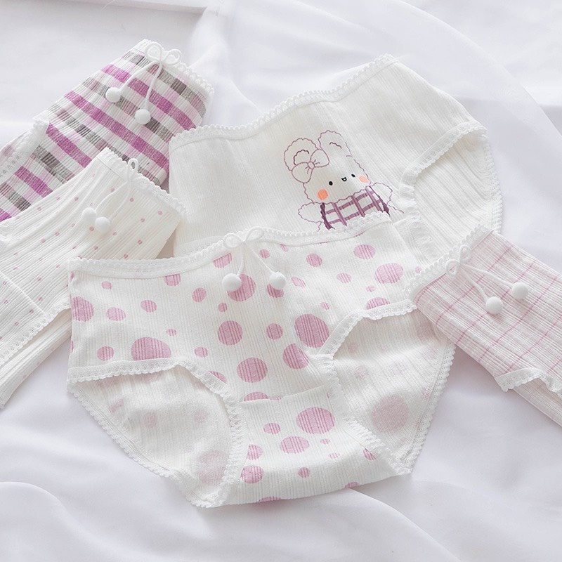 Quần Lót Nữ Cotton Họa Tiết Thỏ Hồng Siêu Hot 088