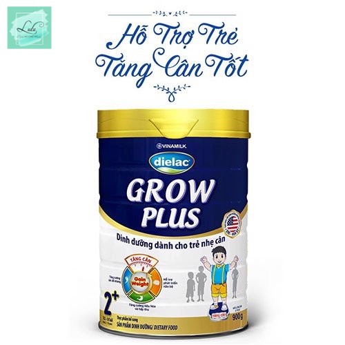 Sữa Bột Dielac Grow Plus (Xanh) 2+ Hộp Thiếc 900G (Cho Trẻ Từ 2 - 10 Tuổi) - Lulu Mart