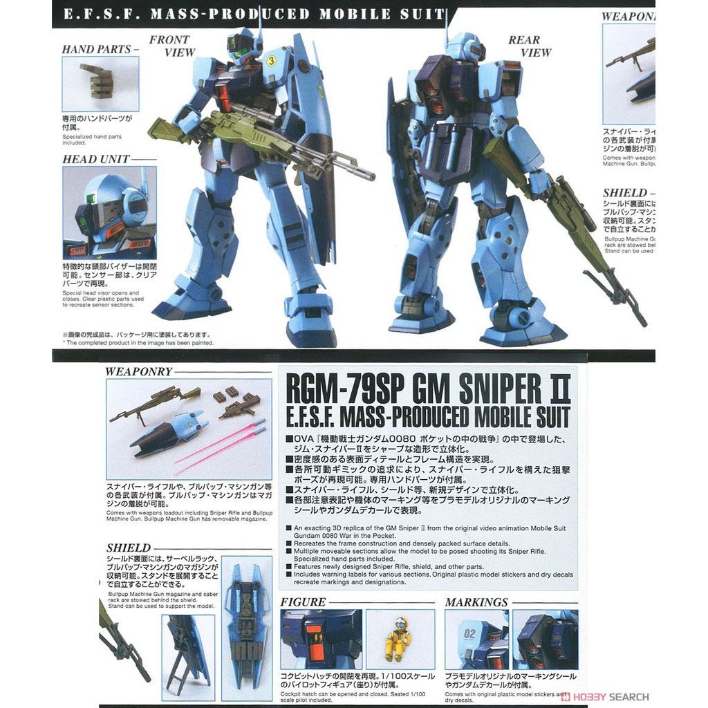 Mô Hình Gundam MG GM Sniper II 2 1/100 Bandai Master Grade Đồ Chơi Lắp Ráp Anime Nhật