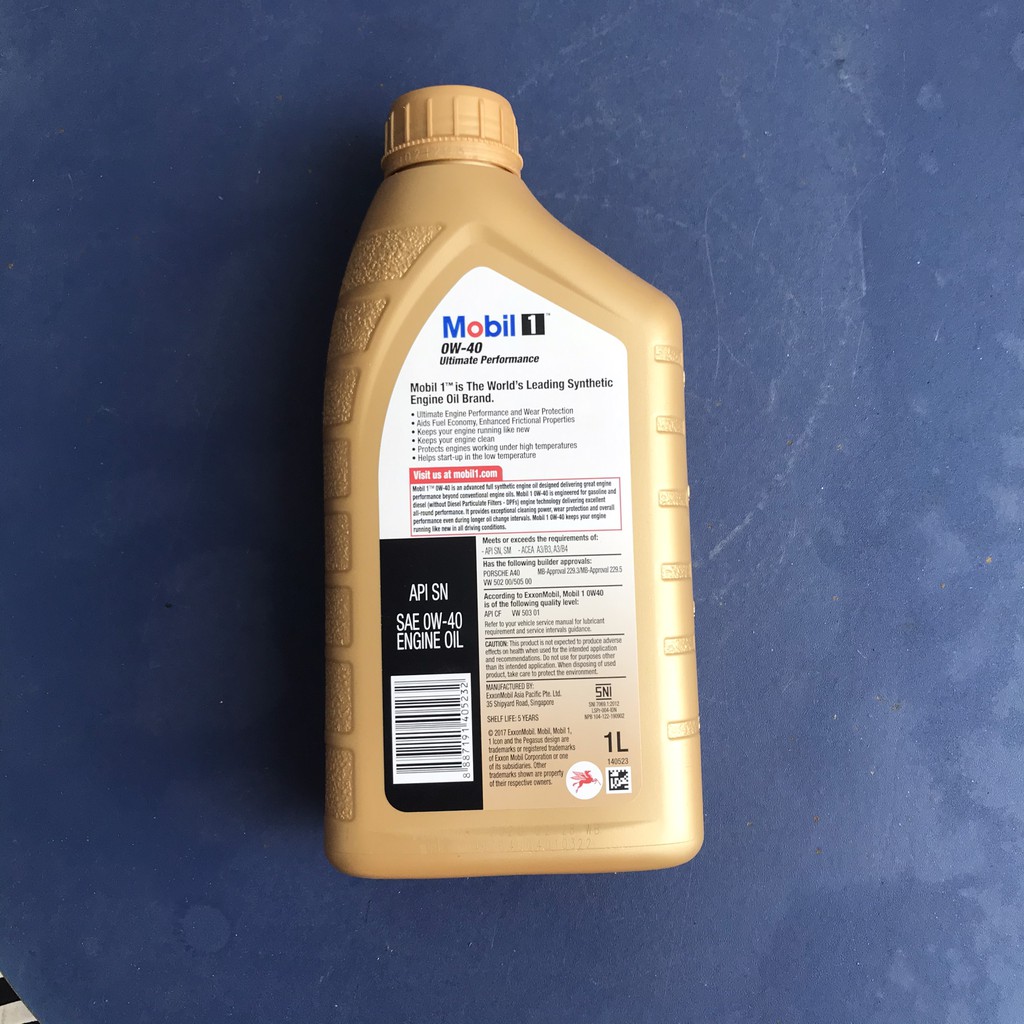 Dầu nhớt Mobil 1 gold cho ô tô, xe ga 0w40 dung tích 1L, 0.8L