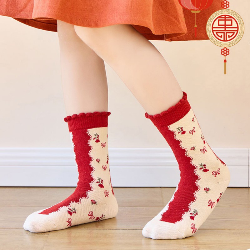 5 Đôi tất cotton mềm mại họa tiết giáng sinh dễ thương cho bé 1-12 tuổi
