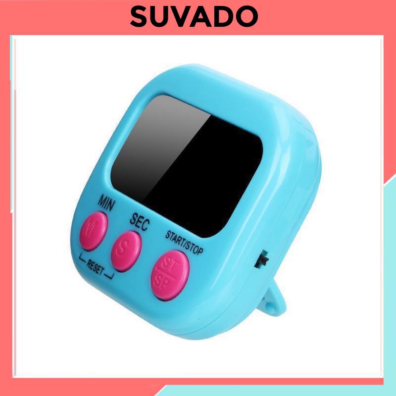 Đồng hồ bấm giờ đếm ngược Mini để bàn hẹn giờ chống quên có chuông báo học tập nấu ăn  hút nam châm J17 SUVADO