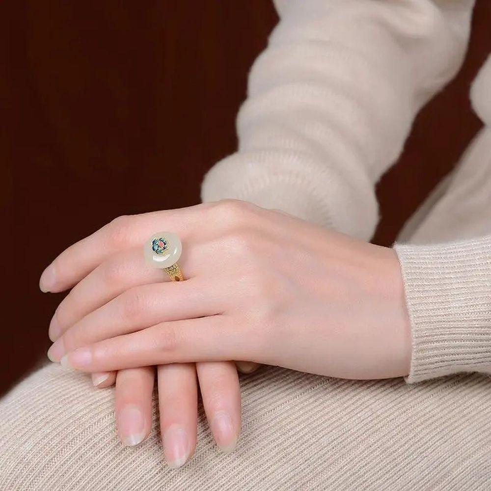 Nhẫn Hoa Sen Phong Cách Trung Hoa Thanh Lịch Có Thể Điều Chỉnh Cho Nữ