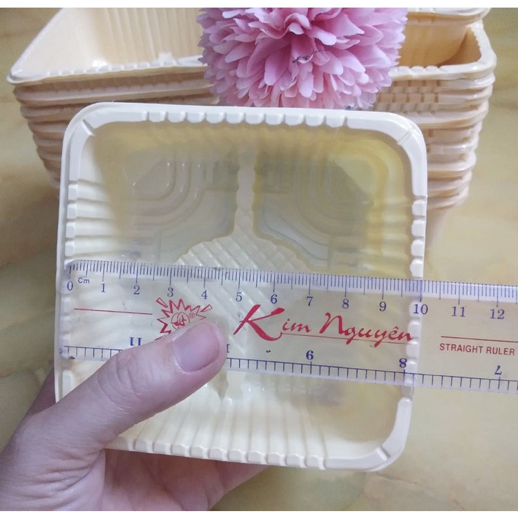 100 KHAY NHỰA ĐỰNG BÁNH TRUNG THU MÀU KEM 100G/150G/250G/300G - LOẠI DÀY