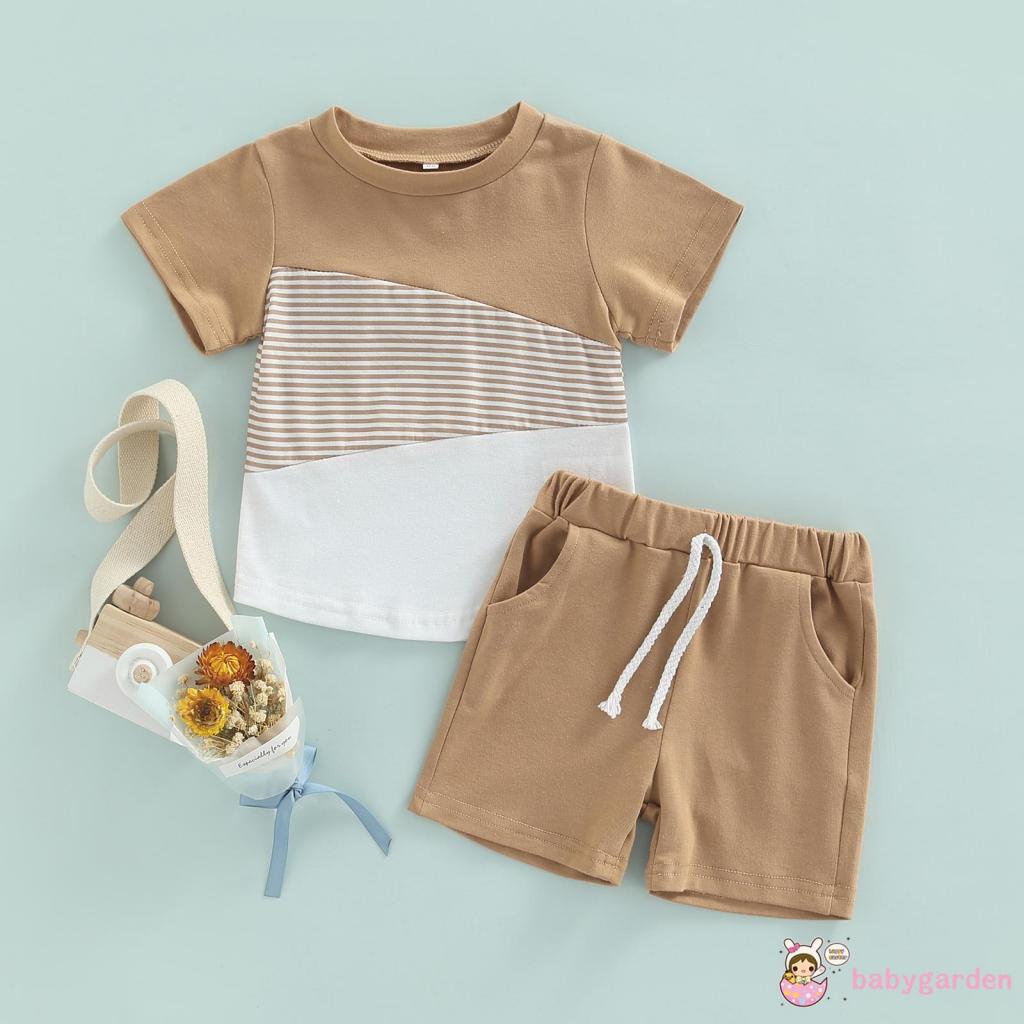 Set Đồ 2 Món Gồm Áo Tay Ngắn Và Quần Ngắn Màu Trắng Cho Bé Trai 6 Tháng Tuổi