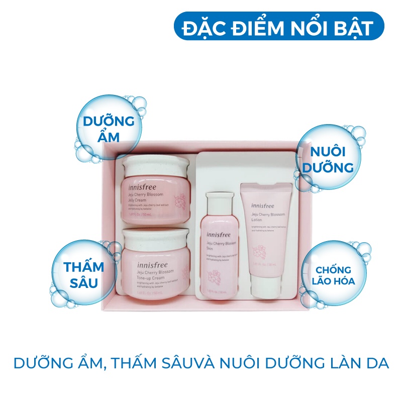 Bộ trắng da - Set dưỡng da chăm sóc da mặt hoa anh đào Innisfree Jeju Cherry Blossom Cream Đủ Set